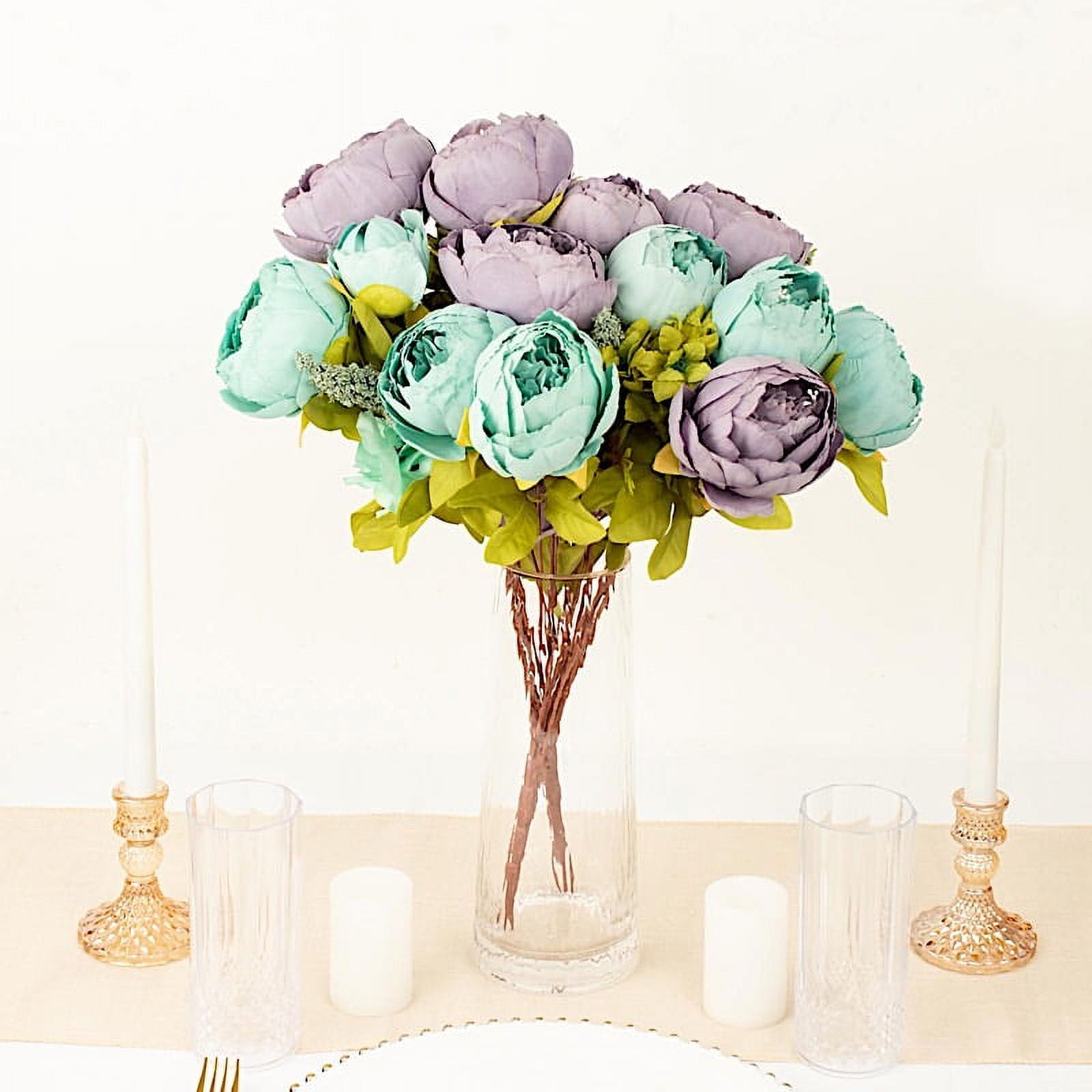 BalsaCircle 2 Bouquets Dusty Blue 19 in Artificial Peony Flowers Silk