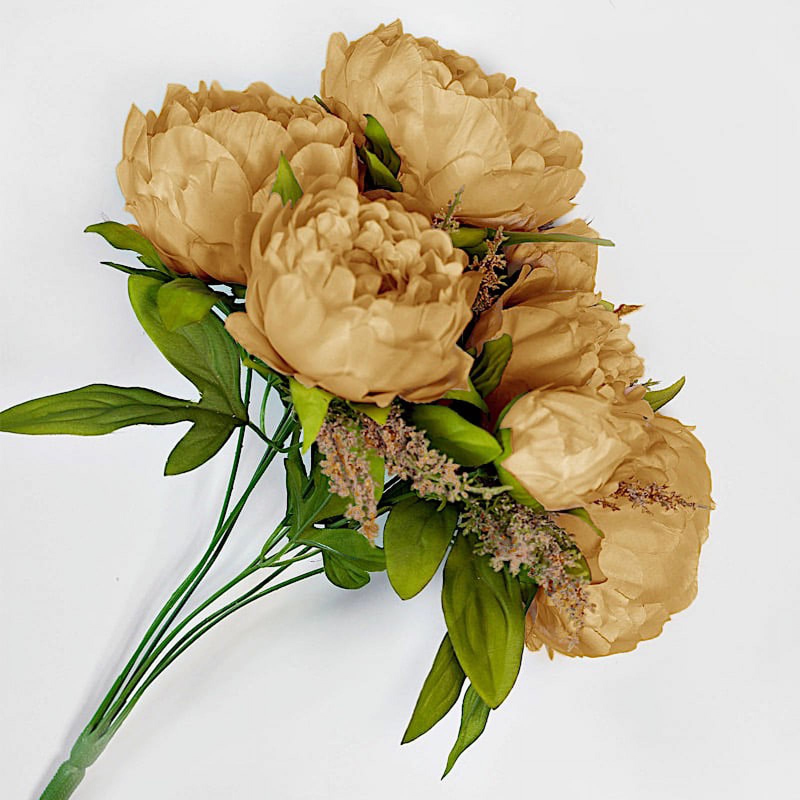 BalsaCircle 2 Bouquets Gold 19 in Artificial Peony Flowers Silk Floral