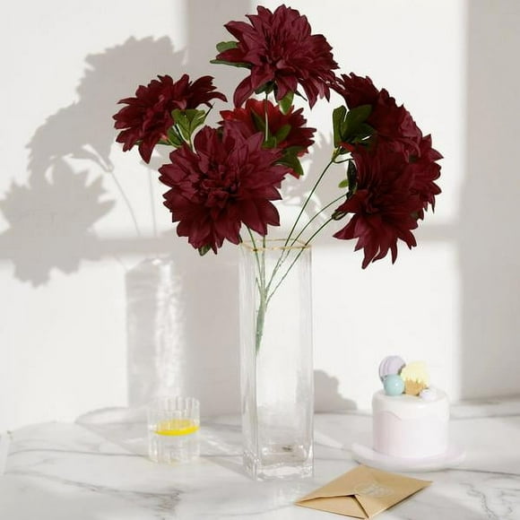 BalsaCircle 2 Burgundy 20" Silk Dahlia Bushes Artificial Flowers