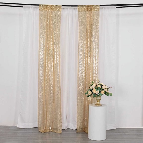 Balsa Circle 2 Champagne Panels 8 x 2 feet Sequin Drapery Backdrop Curtains with Rod Pockets Wedding Party Photobooth Ceremony Event
