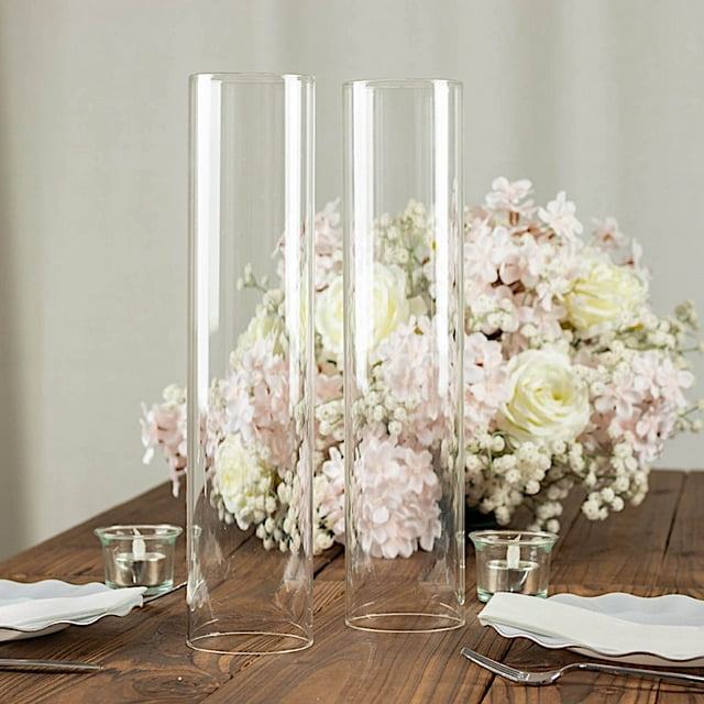 BalsaCircle 2 Clear 14" Open End Cylinder Glass Hurricane Candle Shades Party Events Decorations ...