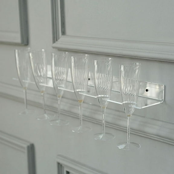 BalsaCircle 2 Clear 21" Wall Mounted Acrylic Wine Glass Rack Champagne Flute Shelves Party Events Decorations