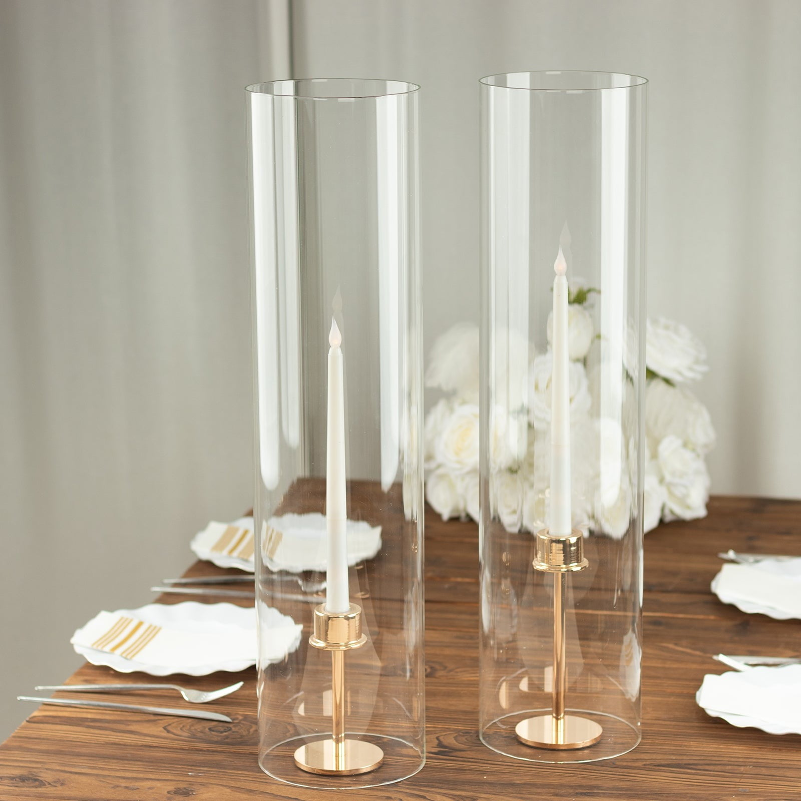 BalsaCircle 2 Clear 24" Open End Cylinder Glass Hurricane Candle Shades Party Events Decorations ...