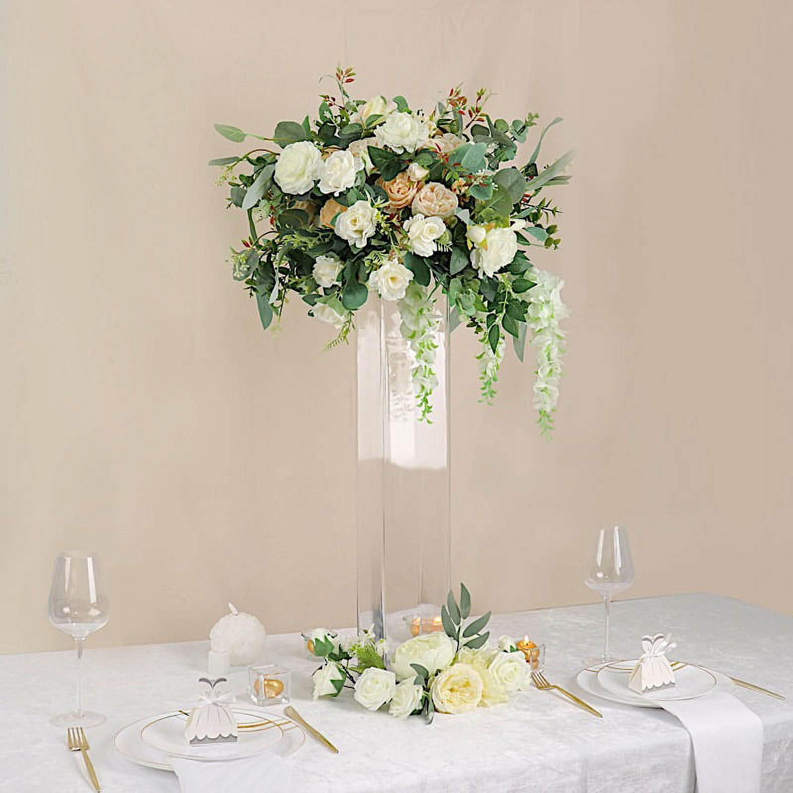 BalsaCircle 2 Clear 28" Square Cylinder Glass Flower Vases Table ...