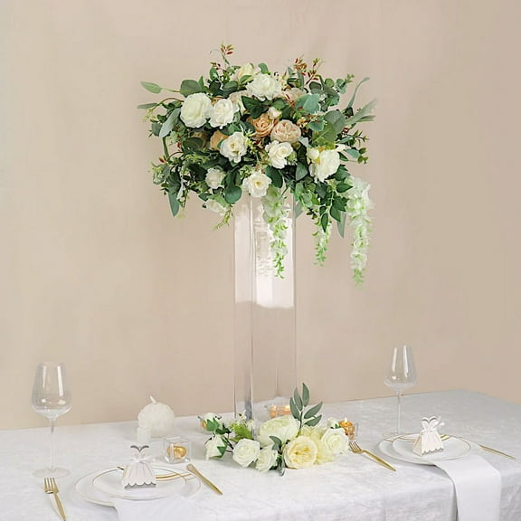 BalsaCircle 2 Clear 28" Square Cylinder Glass Flower Vases Table Centerpieces Party Events
