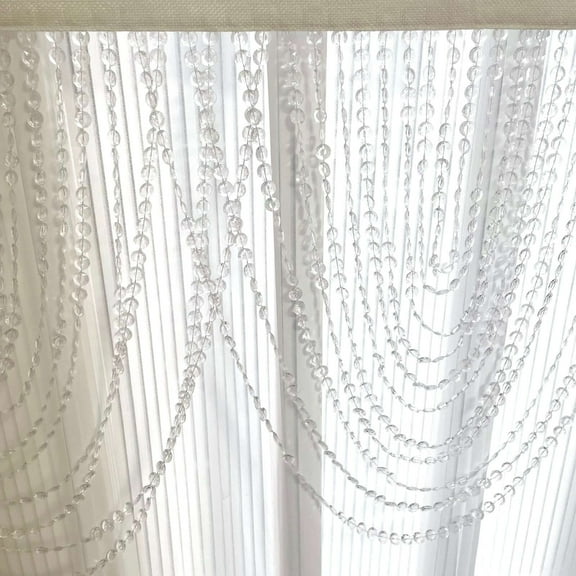 Balsa Circle 2 Clear Acrylic Crystal Beaded Doorway Curtains Valance Fabric Top Rod Pocket Party Decorations