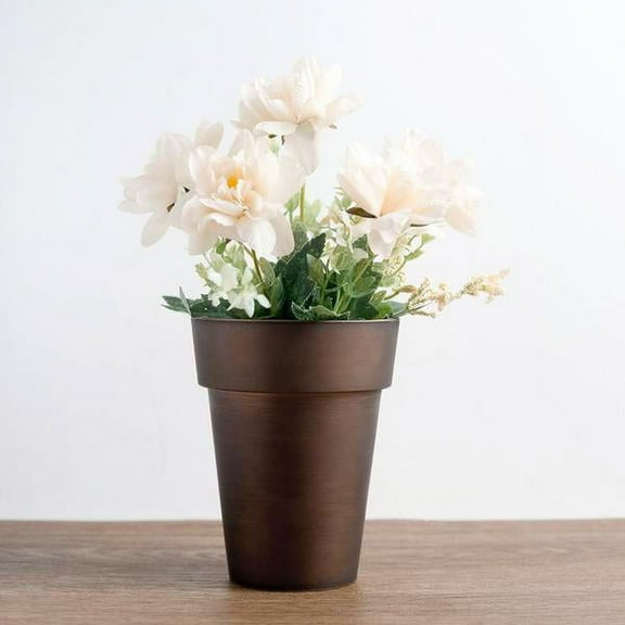 BalsaCircle 2 Copper 6" Round Plastic Home Flower Plant Pots Natural