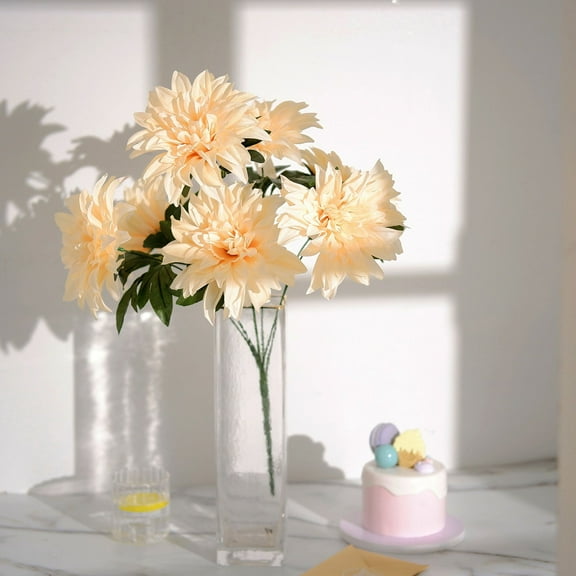 BalsaCircle 2 Cream 20" Silk Dahlia Bushes Artificial Flowers