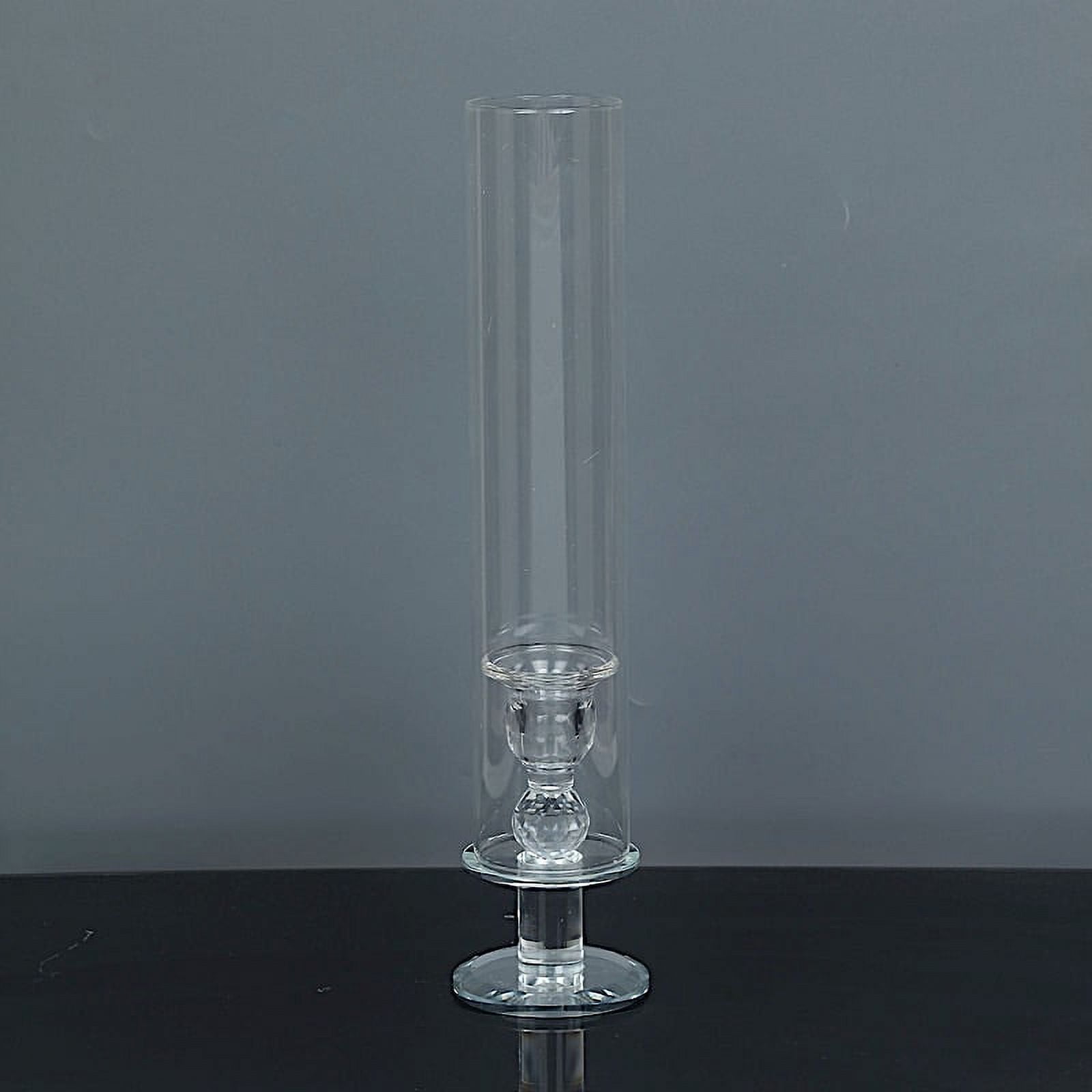 BalsaCircle 2 Crystal Clear 14" Glass Hurricane Taper Candle Holders
