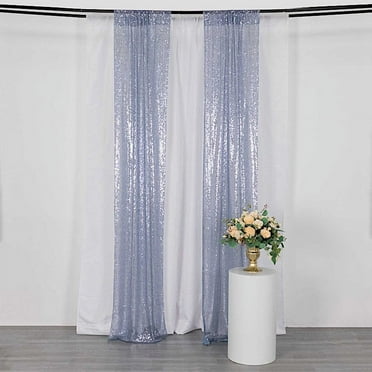 BalsaCircle 2 Dusty Blue Panels 8 x 2 feet Sequin Drapery Backdrop Curtains with Rod Pockets Wedding Party Photobooth Ceremony Event