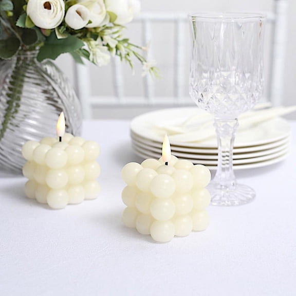 BalsaCircle 2 Flameless 2 in Warm White LED Light Bubble Cube Candles Centerpieces Party Events Decorations