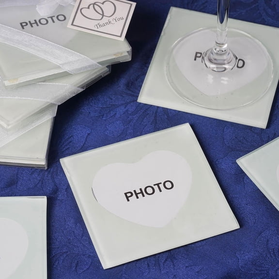 Balsa Circle 2 Frosted Glass Coasters Heart Picture Frames Gift Box Party Favors Accessories
