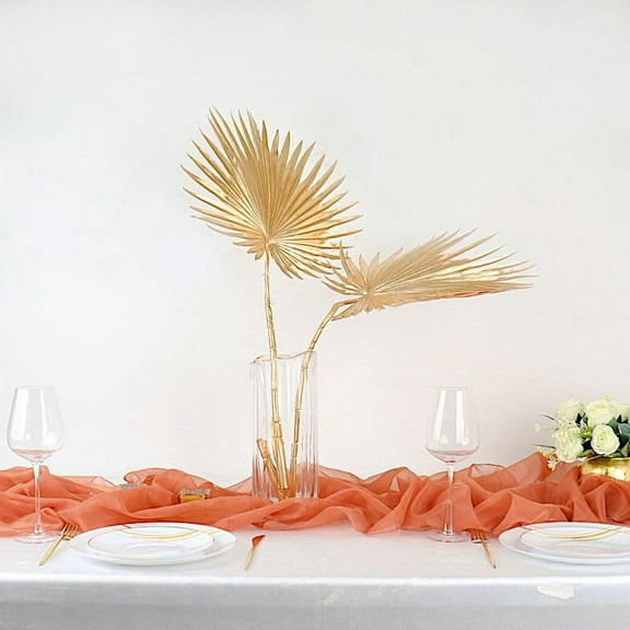BalsaCircle 2 Gold 35" Metallic Artificial Palm Leaves Faux Tropical Plant Stems Party events Decorations