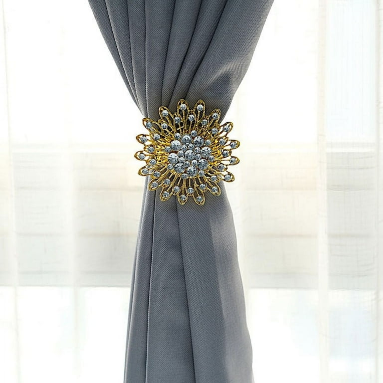 BalsaCircle 2 Gold Crystal Flower 4 in Metallic Magnetic Curtain