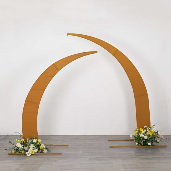 BalsaCircle 2 Gold Spandex Fitted Half Crescent Moon Backdrop Stand Wedding Arch Party Reception Background