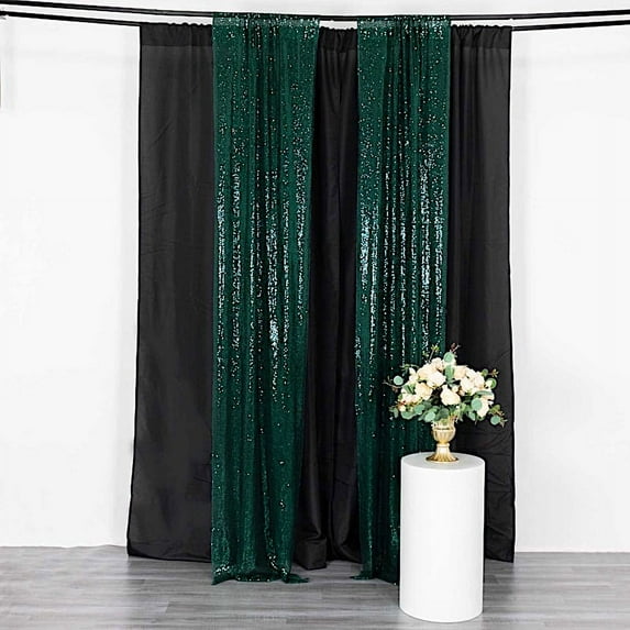 BalsaCircle 2 Hunter Green Panels 8 x 2 feet Sequin Drapery Backdrop Curtains with Rod Pockets Wedding Party Photobooth Ceremony Event