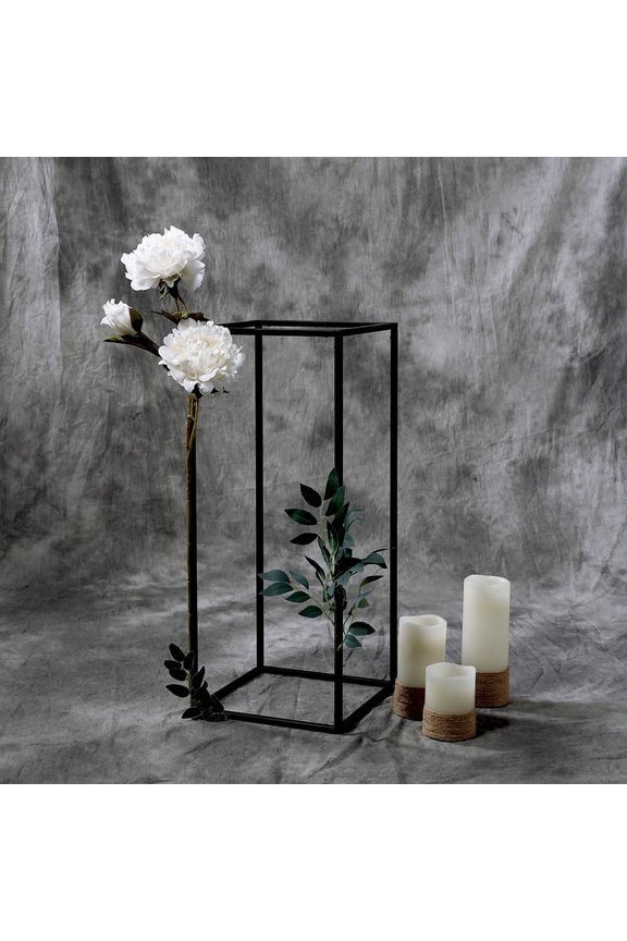 BalsaCircle 2 Matte Black 24" Metal Geometric Rectangular Stands Flower Vase Holders Party Centerpieces