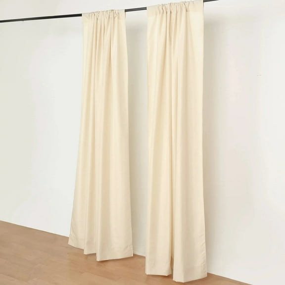 BalsaCircle 2 Panels Beige 8 feet Polyester Drapery Backdrop Curtains Rod Pockets Party Events Decorations Supplies