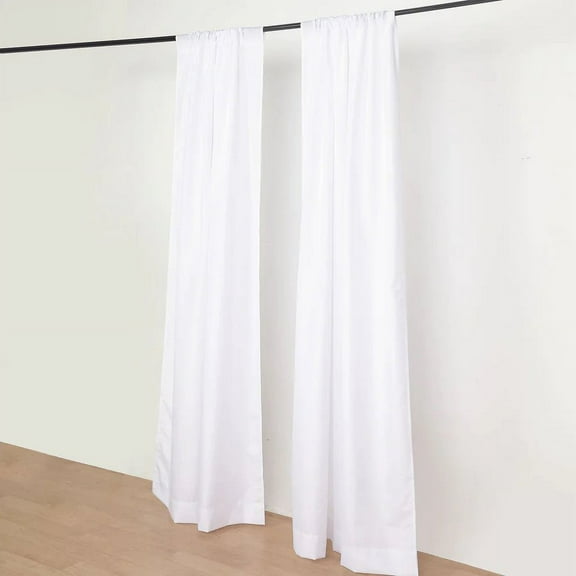 BalsaCircle 2 Panels White 8 feet Polyester Drapery Backdrop Curtains Rod Pockets Party Events Decorations Supplies