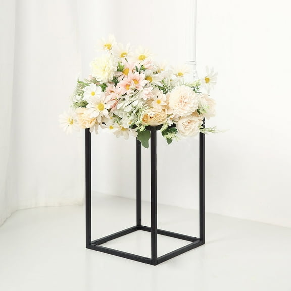Balsa Circle 2 Pieces 12" Black Matte Metal Geometric Rectangular Stands Flower Vase Holders