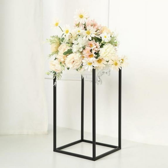 Balsa Circle 2 Pieces 16" Black Matte Metal Geometric Rectangular Stands Flower Vase Holders