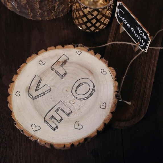 Balsa Circle 2 Pieces 8" Brown Natural Round Wood Plaques Hanging Signs Party Decorations