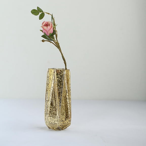 BalsaCircle 2 Pieces 8" Gold Geometric Mercury Glass Vases Reception Party Centerpieces