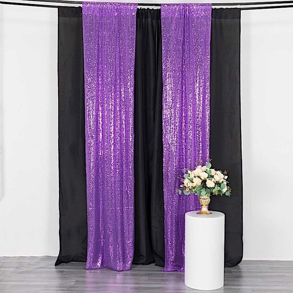 Balsa Circle 2 Purple Panels 8 x 2 feet Sequin Drapery Backdrop Curtains with Rod Pockets Wedding Party Photobooth Ceremony Event