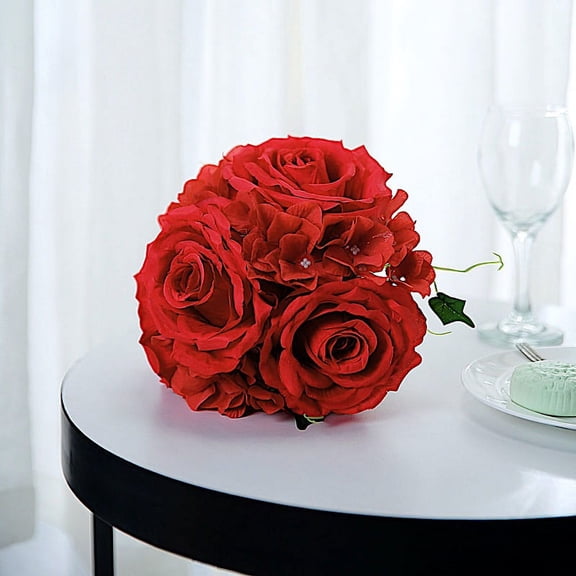 BalsaCircle 2 Red Hydrangea Rose Flowers 11" Silk Bouquets Party Wedding Centerpieces Decorations
