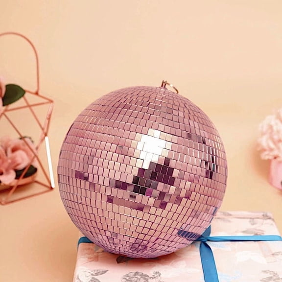 Balsa Circle 2 Rose Gold 10" Glass Hanging Party Disco Mirror Balls Wedding Decorations