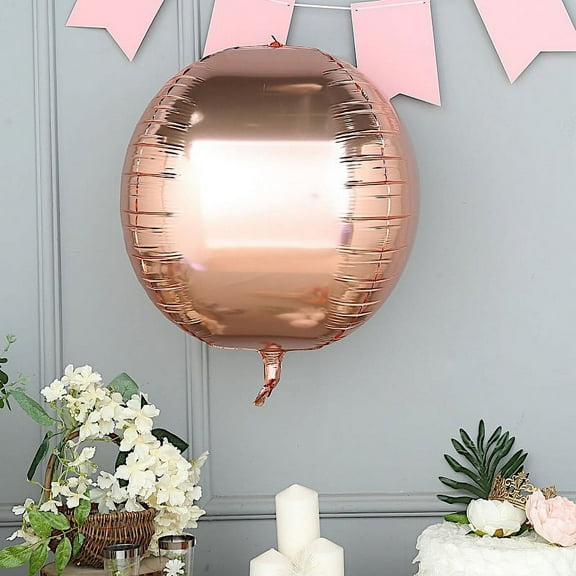 BalsaCircle 2 Rose Gold 18" 4D Round Balls Orbs Mylar Foil Plain Balloons Wedding