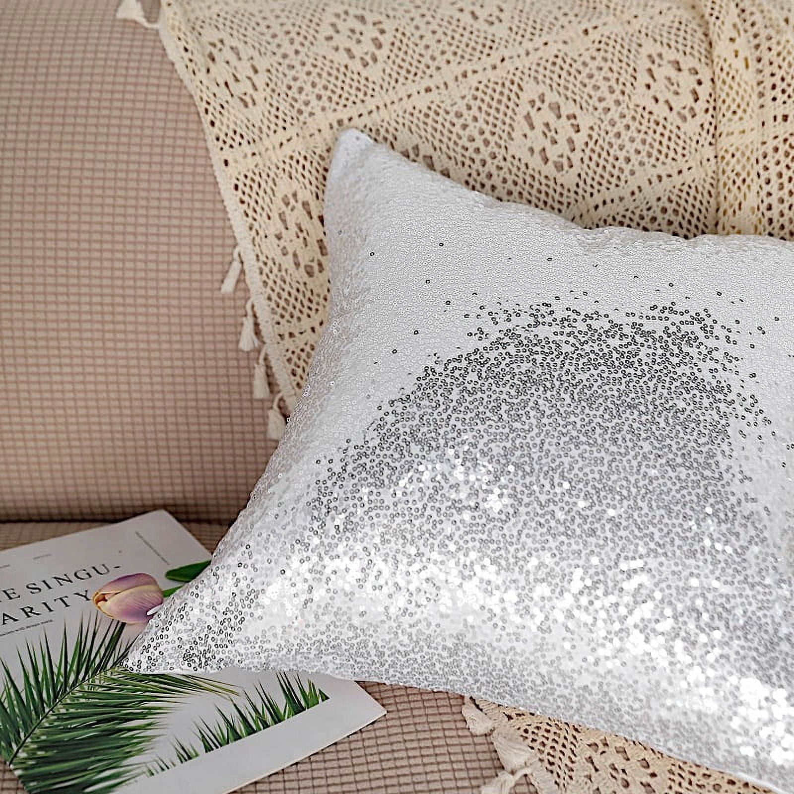 Balsacircle 2 Silver 18x18 inch Decorations Throw Pillow Covers Square Sequin Cushion Cases Living Room Couch Sofa