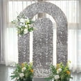thumbnail image 1 of BalsaCircle 2 Silver Big Sequin Round Top Wedding Arch Backdrop Stand Covers Party Wedding Reception Events Decorations Supplies, 1 of 7