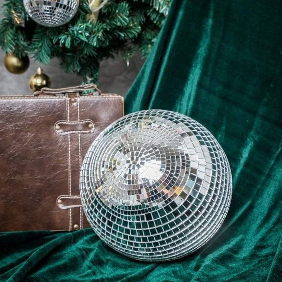 Balsa Circle 2 Silver Mirror 10" Disco Balls Hanging Glass Party Christmas Wedding