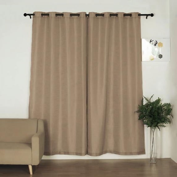 BalsaCircle 2 Taupe 52x96" Faux Linen Sheer Curtains Chrome Grommets Window Treatments Decorations Party
