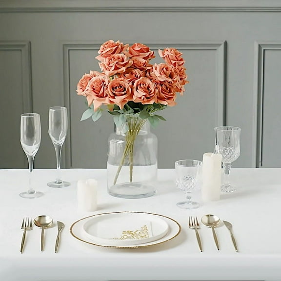 BalsaCircle 2 Terracotta Bushes 17" Artificial Flowers Silk Roses Bouquets Party Events Decorations