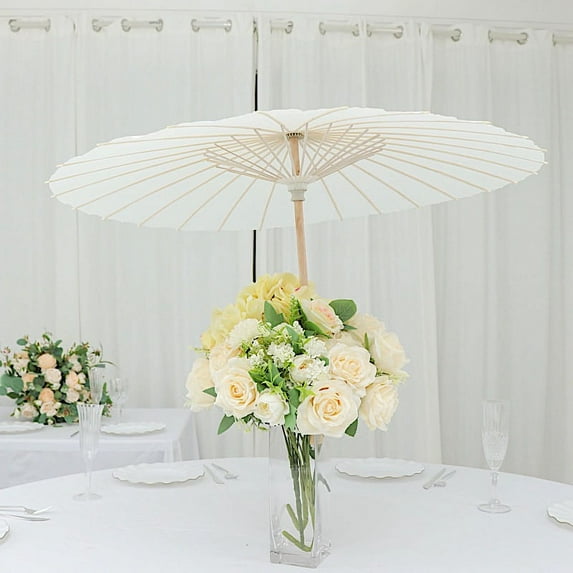 BalsaCircle 2 White 32" Paper Parasol Decorative Umbrellas Party Favors Wedding Events Decorations Supplies