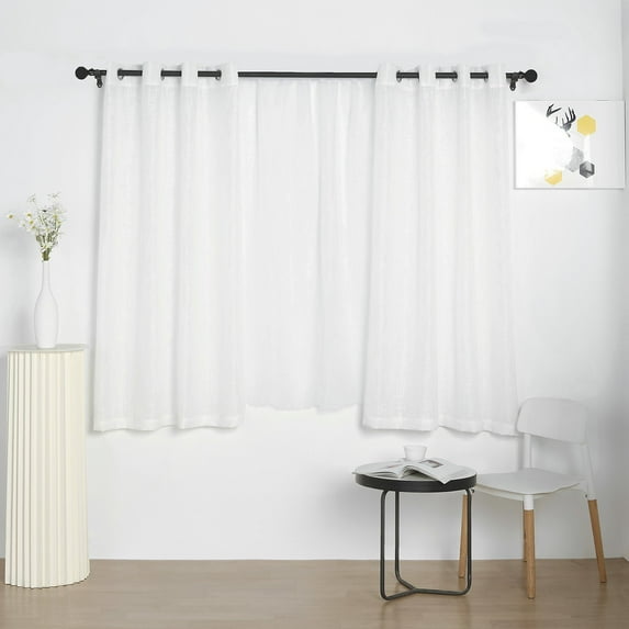BalsaCircle 2 White 52x64" Faux Linen Sheer Curtains Chrome Grommets Window Treatments Decorations