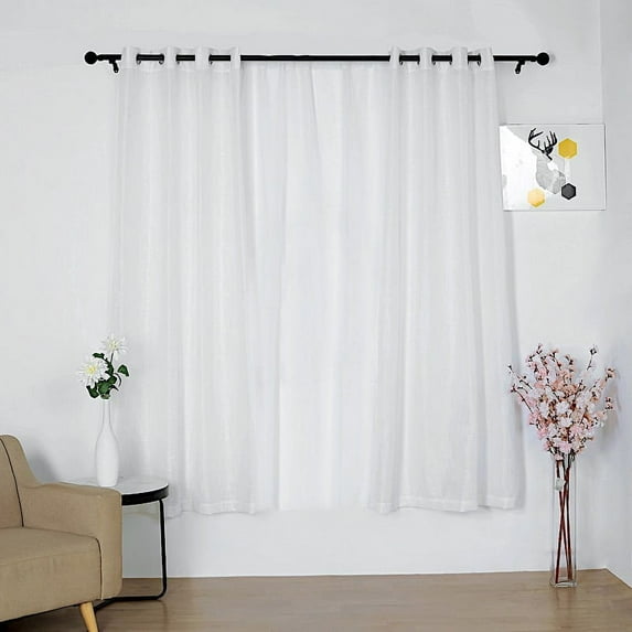 BalsaCircle 2 White 52x84" Faux Linen Sheer Curtains Chrome Grommets Window Treatments Decorations Party