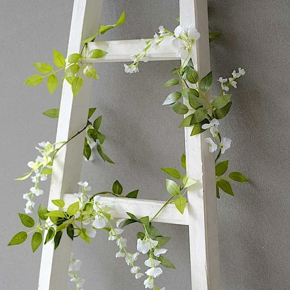 BalsaCircle 2 White Artificial 6 feet Silk Wisteria Flowers Hanging Vine Garlands Party Wedding