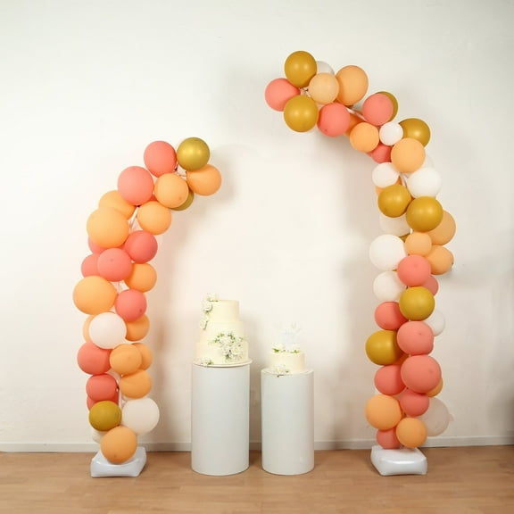BalsaCircle 2 White Half Arch Balloon Tower Columns with Water Fillable Base Adjustable Stand for Backdrop Party Wedding Event Decorations