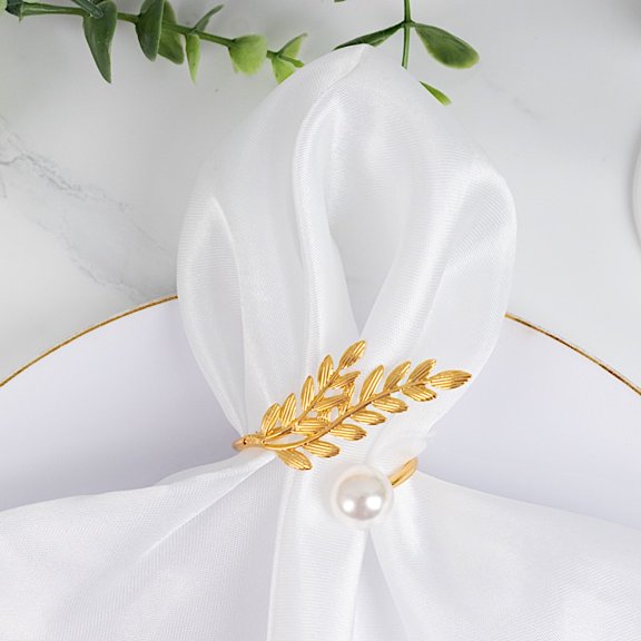 BalsaCircle 2 White Pearl Rhinestone Napkin Rings Wedding Party Restaurant Catering Dinner Kitchen Fine Dining Tableware Supplies