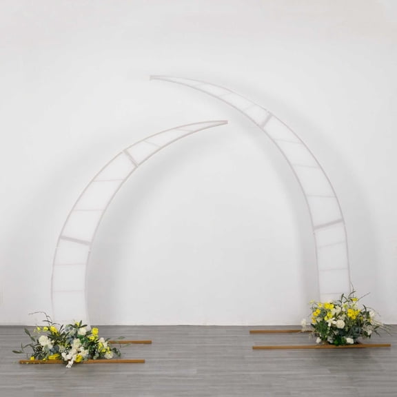 BalsaCircle 2 White Spandex Fitted Half Crescent Moon Backdrop Stand Wedding Arch Party Reception Background