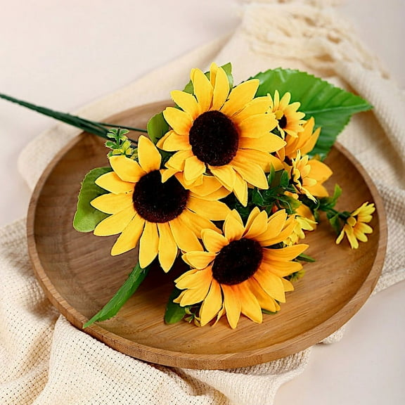BalsaCircle 2 Yellow 13" Artificial Faux Silk Sunflower Bouquets Wedding Party Decorations