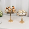 thumbnail image 1 of BalsaCircle 2 pcs 12" and 10" Gold Round Metal Pedestal Cake Stand with Mirror Top Party Display Dessert Riser Pedestal, 1 of 8