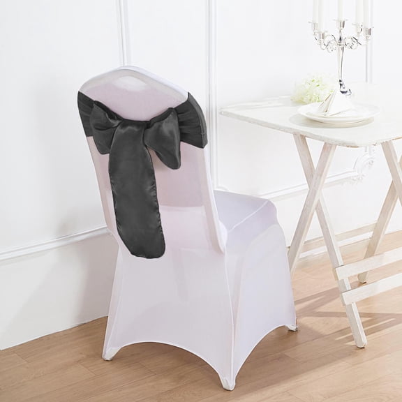 BalsaCircle 20 Black Satin Chair Sashes Bows Ties Wedding Decorations Party Chair Covers Banquet