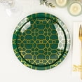 thumbnail image 1 of Balsa Circle 20 Disposable Hunter Green Plastic Dinner Salad Plates Gold Geometric Design Party Tableware, 1 of 8