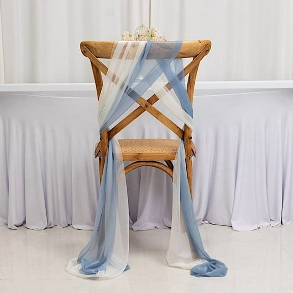 BalsaCircle 20 Dusty Blue Ivory Sheer Chair Sash Sashes Wedding Party Events Reception Home Decorations Supplies