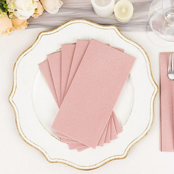 BalsaCircle 20 Dusty Rose Rectangular 17x12" Disposable Airlaid Paper Dinner Table Napkins Party Events Decorations