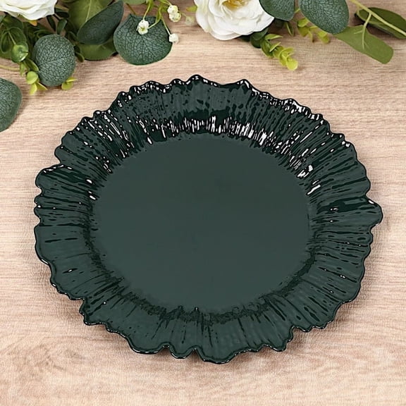 Balsa Circle 20 Hunter Green Round 10" Plastic Dinner Plates Reef Design Disposable Tableware